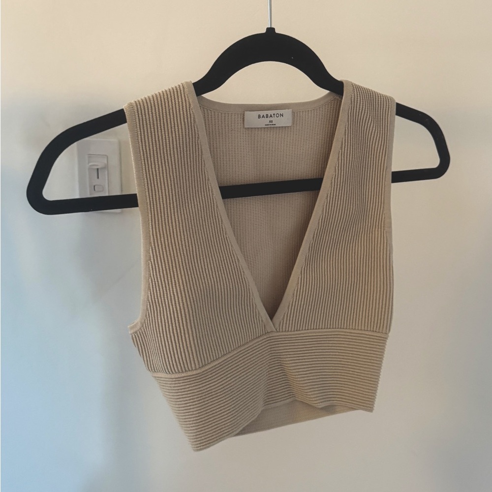 Aritzia Babaton Sculpt Knit Deep V Tank
